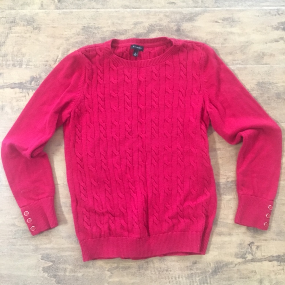 LIKE NEW TALBOTS Red Cable Knit Sweater